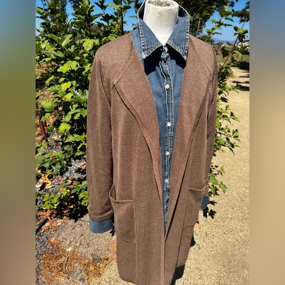 🧥JCREW NEW! Juliette Linen Collarless Cardigan Coat Duster in Pecan Brwn SzXS - Picture 2 of 12